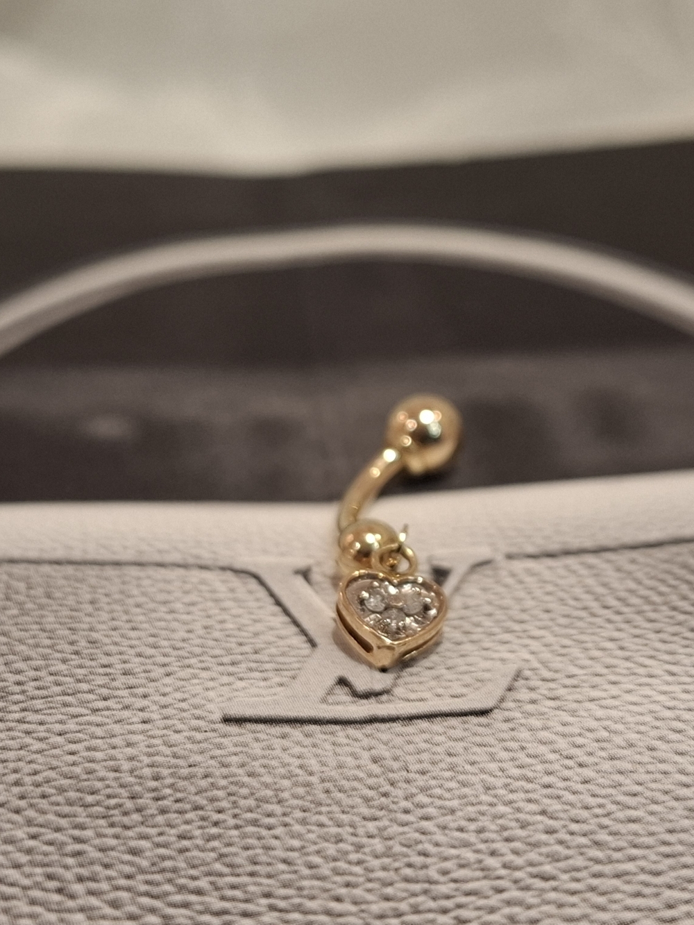 GOLD HEART DIAMOND NABEL EARRING Charm Wallet  - Designer Logo Accent
